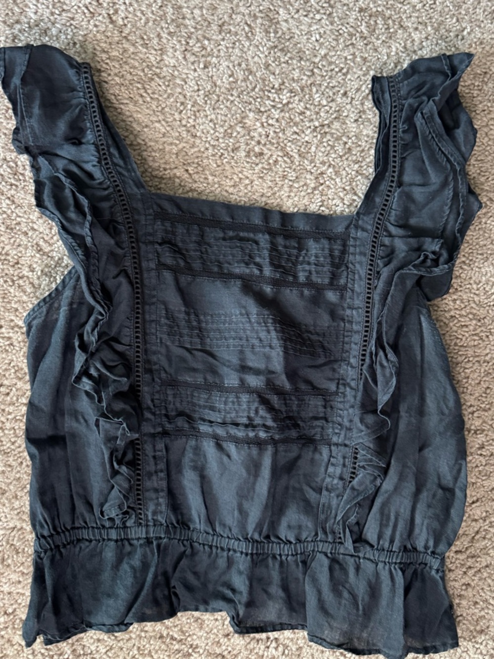 Scotch & Soda Black Pintuck Square Neck Tank